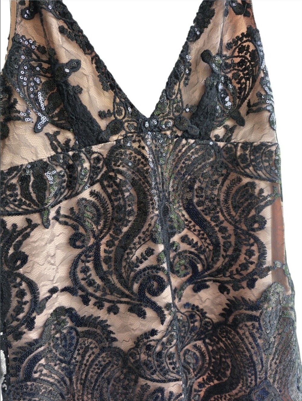 Free People Black Night Shimmers Mini Dress NWT Plunge Party Dress - Picture 6 of 15